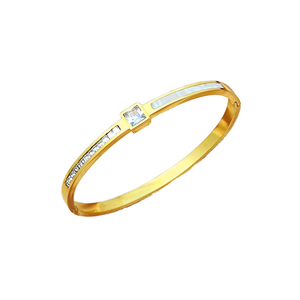 925 SILIVER Stainless Steel Square Letter Fashion <b>Charm</b> <b>Bracelet</b> Zircon Micro Insert Unisex Waterproof Colorfast Gift - Product Image 1