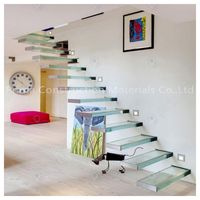 Marches d'escalier en verre Prima, escalier flottant, escalier droit flottant australien/américain, escalier intérieur personnalisé