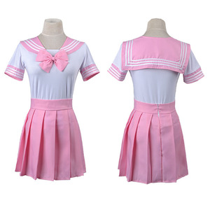Sailor Uniform Set For Girls School <b>Costume</b> Cosplay Anime Outfit Red Green Pink Spandex Plain Weave Children Size - Product Image 2
