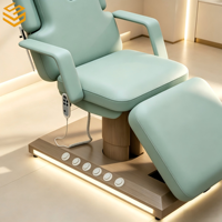 Table de massage électrique portable de luxe à 2 moteurs avec base en bois LED, table motorisée pour soins du visage, SPA, salon, hôtel, maison, magasin de massage des pieds
