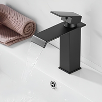 Robinet de lavabo cascade de luxe, mitigeur de lavabo monotrou en acier inoxydable avec cartouche céramique de haute qualité
