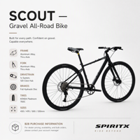 SpiritX Scout S10 Lite Aluminium-Legierung Gravel- & Rennrad 700C Steckachse 10-Gang Scheibenbremse Flachlenker Ohne Gabelfederung