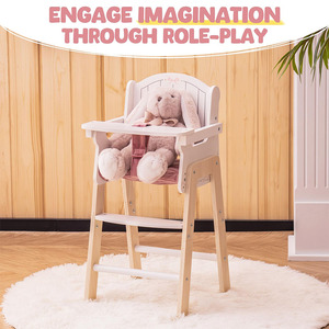 <span class=keywords><strong>Chaise</strong></span> <span class=keywords><strong>haute</strong></span> de poupée <span class=keywords><strong>en</strong></span> <span class=keywords><strong>bois</strong></span> rose pour poupées de 18 pouces jouet de jeu de simulation réglable avec accessoires d'alimentation - Product Image 3