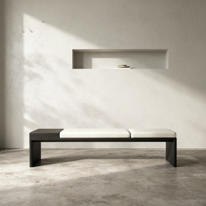 Chinese Style Solid <b>Wood</b> <b>Bench</b> White Black And White Versatile Durable Shoe Changing <b>Bench</b> For Mall Guesthouse Hotel Clothing - Product Image 2