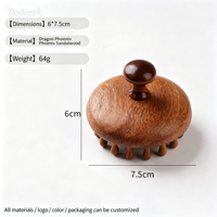 Peigne de massage en bois de santal à 28 dents avec poignée annulaire, masseur de méridiens pour la tête, le cuir chevelu, le corps, la relaxation musculaire, outil de massage pour spa à domicile