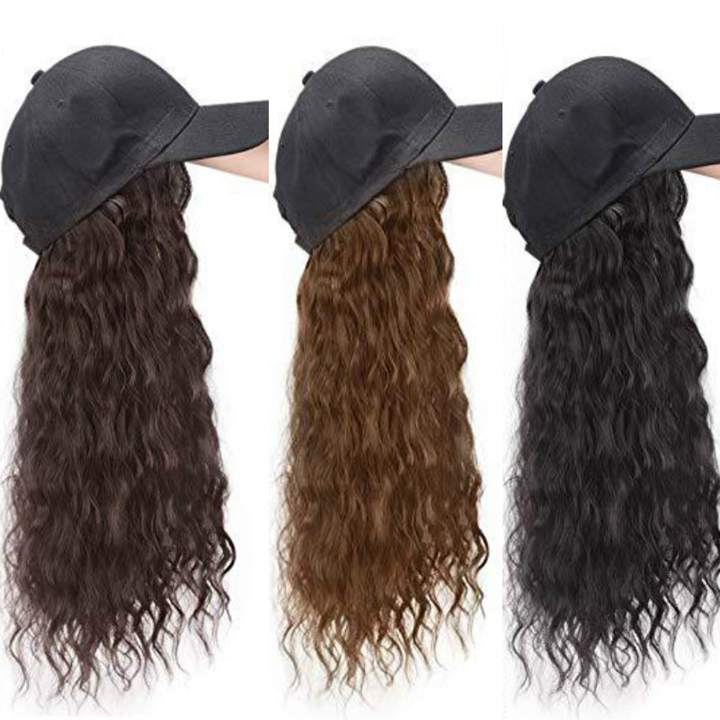 Горячая Распродажа длинный парик шляпа натуральный цвет синтетический парик шляпы для черных женщин дешевые бейсбольные головные уборы Регулируемые парики