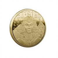 Pièces de monnaie et médailles commémoratives en métal plaqué or sur le thème des pyramides grecques antiques et du dieu soleil égyptien, avec motifs animaliers