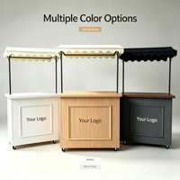 Comptoir d'exposition pliable en bois à niveaux avec roulettes universelles, couleur, logo et taille personnalisables, portable pour la vente au détail