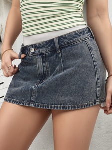 Jupe courte en jean vintage pour femme, très tendance, avec doublure intérieure, style européen et américain, à la fois mode et polyvalente - Product Image 5