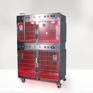 Cage ICU de thérapie infrarouge vétérinaire en acier inoxydable de qualité 304 pour cage pour chien à usage animal