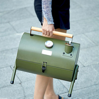 Barbecue portable miniature à charbon de bois, petit barbecue de table avec thermomètre pour le camping en plein air et le jardin