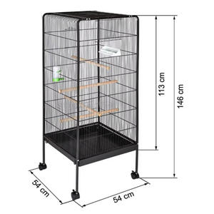 Cage à oiseaux de luxe personnalisée en fil métallique massif, 146 cm de haut, à deux portes, avec plateau en plastique, volière et maison d'élevage pour animaux de compagnie - Product Image 2