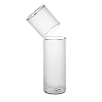 Vase à fleurs en verre borosilicate soufflé à la main, transparent avec un dessus asymétrique pour une décoration moderne de la maison