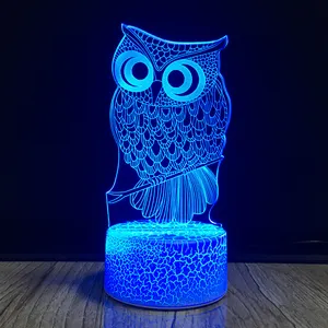 Eule 3D Nacht Licht Optische Illusion Lampe 7 Farben Ändern Touch Sensor USB Nacht Lampen LED Tisch Schreibtisch Licht