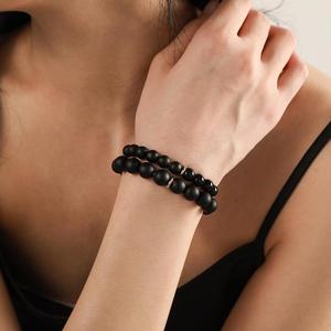 Kristal batu akik hitam untuk <span class=keywords><strong>Set</strong></span> Gelang Bangle untuk pria wanita bayi perempuan-manik-manik batu akik hitam trendi batu permata desainer mewah klasik - Product Image 4