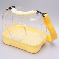 Sac de transport panoramique portable en plastique pour oiseaux, perroquets, cochons d'Inde, avec sangle de transport extérieure