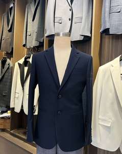 2025 Top vente grande taille laine formel simple boutonnage hommes d'affaires costumes de <span class=keywords><strong>mariage</strong></span> pour sur mesure marié imperméable noir veste - Product Image 1