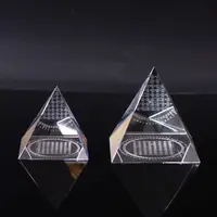 Pirâmide cristal de vidro transparente 3d, laser estendido MH-F0588