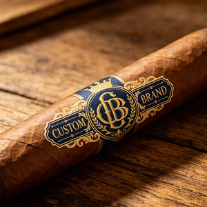 Étiquette adhésive personnalisée avec logo privé, en vinyle imperméable, gaufrée, avec dorure à chaud, pour bande de cigare - Product Image 3
