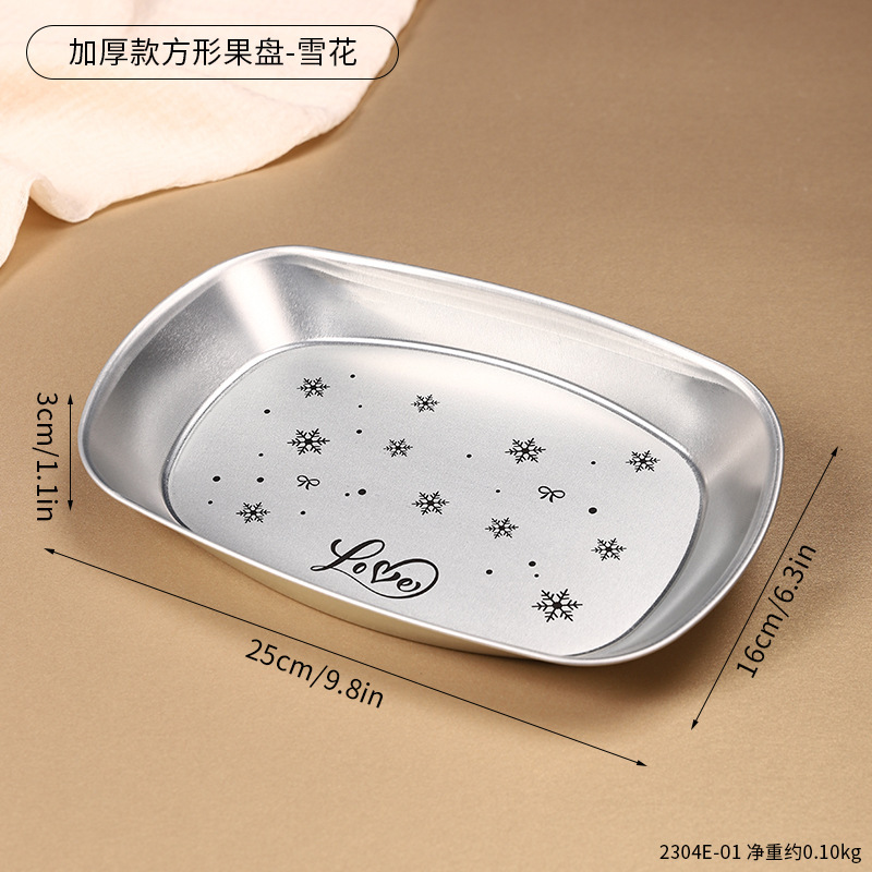 2304E-01 จานผลไม้ทรงสี่เหลี่ยมหนา - เกล็ดหิมะ