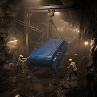 Équipement d'alimentation par bavette électrique avec moteur pour un débit de matériau contrôlé vers le concasseur