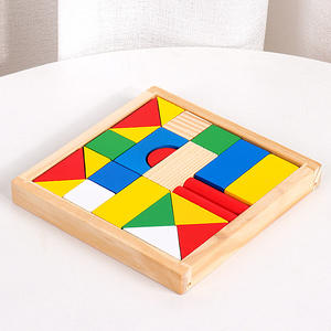 Jeu de construction créatif en bois pour enfants, 40 pièces colorées, blocs de construction à petites particules, puzzle de forme, animaux, nature - Product Image 5