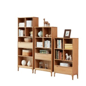 Japanese Style Oak Bookshelf <b>Solid</b> <b>Wood</b> Minimalist Modern Floor Standing Nordic Open Combination Shelf Natural <b>Wood</b> Color - Product Image 5
