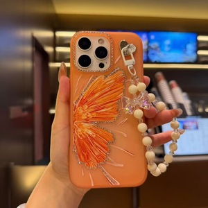 Cover per Cellulare Honor X5D/X6D Play 10/<span class=keywords><strong>Y6</strong></span> in Silicone Gel con Texture Gommata, Custodia con Motivo a Farfalla Diamantato e Cinturino da Polso con Perline - Product Image 5