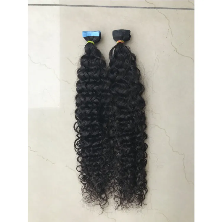 Virgin Temple Hair 100% Raw Unprocessed Kinky Curly Tape Human Hair Extension for Genuine Wholesale Buyers