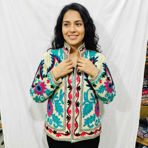 Veste en velours et coton tricoté réversible pour femmes Sujani, logo personnalisé, veste bomber matelassée, style Prairie Chic, manteau d'automne, taille XL, col court - Product Image 1