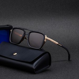 Lunettes de soleil carrées tendance Partagas avec logo personnalisé, double pont, protection UV400 pour hommes - Product Image 1