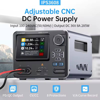 Fuente de Alimentación Ajustable FNIRSI IPS3608 de 36V 8A 285W DC AC-DC, 60Hz, Interfaz USB Tipo-C PD3.0, Fuente de Laboratorio con Conmutación de Voltaje y Corriente