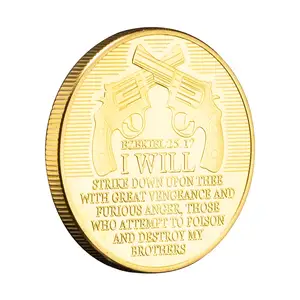 Moeda de honra banhada a ouro para colecionáveis, moeda comemorativa de desafio, moeda de terrorismo dos EUA, coanter-força do "punisher"