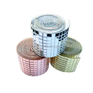 Carreaux de mosaïque en verre auto-adhésifs de couleur argentée <span class=keywords><strong>petit</strong></span> miroir carré carreaux autocollant pour bricolage artisanat décoration Disco Ball party - Product Image 1
