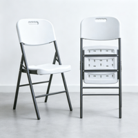 Table et chaises pliantes classiques en bambou blanc pour événements, mobilier de jardin extérieur en plastique pour événements