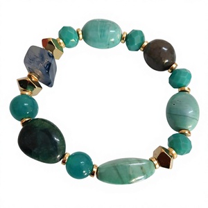 Bohemian Natural Stone <b>Beaded</b> <b>Bracelet</b> Geometric Gold Plated Unisex Jewelry - Product Image 1