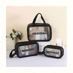 Bolsa de Cosméticos de PVC Transparente con Logotipo Personalizado, Bolsa de Aseo de Lona y PU para Mujer, con Cierre de Cremallera, para Viaje - Product Image 1