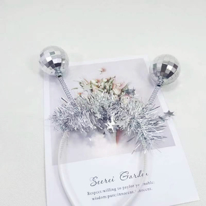 Party New Year Sparkle <strong>Disco</strong> Tinsel <strong>Headband</strong> with Laser Mirror <strong>Ball</strong> &amp; Plastic Hairband for Chinese New Year &amp; New Year Parties - Product Image 5