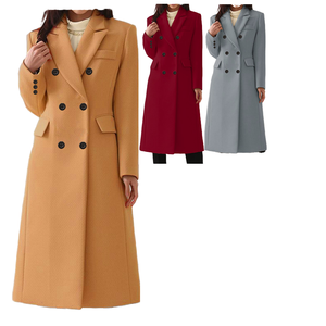 Vendita calda nuovo cappotto da <span class=keywords><strong>donna</strong></span> a doppio petto a manica lunga <span class=keywords><strong>Trench</strong></span> taglie forti traspirante tinta unita - Product Image 1