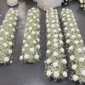 D-FR165 Wholesale <b>baby</b> breath flower runner aisle pink fower runner table rose flower runner artificial silk for wedding decor - Product Image 6