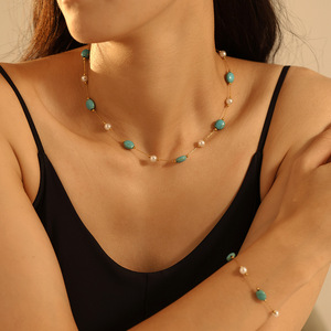 Fashion <strong>Jewelry</strong> Set Handmade <strong>Turquoise</strong> Beaded Necklace Bracelet Sets For Women T150 - Product Image 3