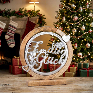 Christmas Decoration Supplies <b>Heart</b> Handcrafted Aluminum Accent Showpiece Sculpture Custom Slogan <b>Wooden</b> Base Factory Modern - Product Image 1