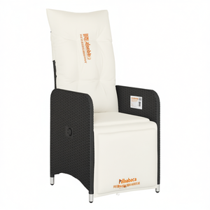 Silla Reclinable de Jardín Allabaca, Color Crema, Ratán Blanco, Operación Manual, Muebles de Exterior - Product Image 1