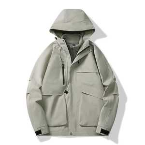 Men Windproof Outdoor Jacket With Hood Fleece Lined For Autumn Winter Wear - Product Image 1