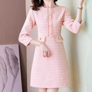 Pull col rond personnalisé en tweed mini respirant, coupe trapèze vintage naturelle, boutons unis, style décontracté automne-hiver pour <span class=keywords><strong>femme</strong></span> - Product Image 2