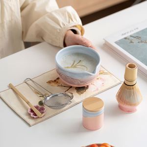 Traditional Matcha <b>Tea</b> <b>Set</b>, Match Bowl with Spout and Scoop Whisk Chasen Stand <b>Tea</b> Towel , Matcha <b>Tea</b> Ceremony Kit - Product Image 2