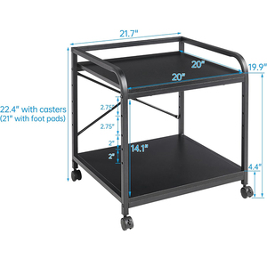 JH-Mech 2 Tier Printer <strong>Table</strong> Stand <strong>with</strong> Height Adjustable <strong>Shelf</strong> 20 Inches Deep Large Black Steel Printer Stand - Product Image 2