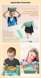 Biểu Tượng Tùy Chỉnh Thực Phẩm Lưu Trữ Container Leakproof Silicone Ăn Trưa Bento Hộp Bpa Miễn Phí Silicon Chai Nước Đặt Cho Các Trường Học Trẻ Em Trẻ Em - Product Image 6