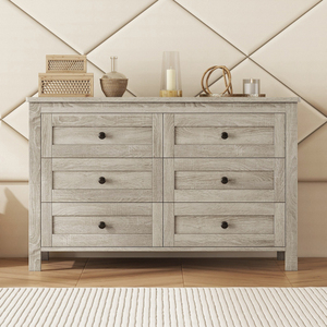 Elegant Modern Particle Board <b>Chest</b> of Drawers with 6 Drawers Eco-Friendly Durable <b>Storage</b> Cabinet for Bedroom Antique Gray - Product Image 2