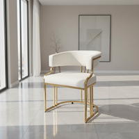 Fauteuil d'appoint moderne en PU blanc durable avec structure dorée, fauteuil individuel de luxe pour la maison et les zones de réception